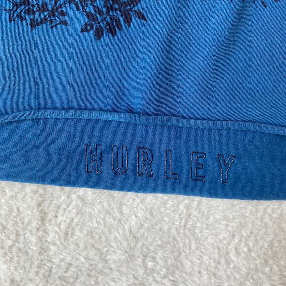 Hurley Nochella Wash Biker Tank Top Women M Teal Blue Tropical Crop Raw Hem NWT - Picture 7 of 10